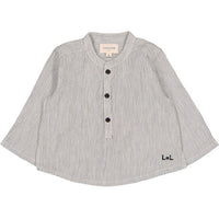 Louis Louise Black/White Cotton Stripe Grand-Pere Shirt