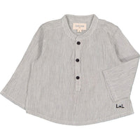 Louis Louise Black/White Cotton Stripe Grand-Pere Shirt