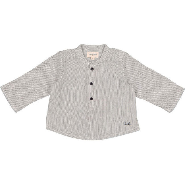 Louis Louise Black/White Cotton Stripe Grand-Pere Shirt