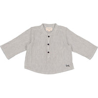 Louis Louise Black/White Cotton Stripe Grand-Pere Shirt