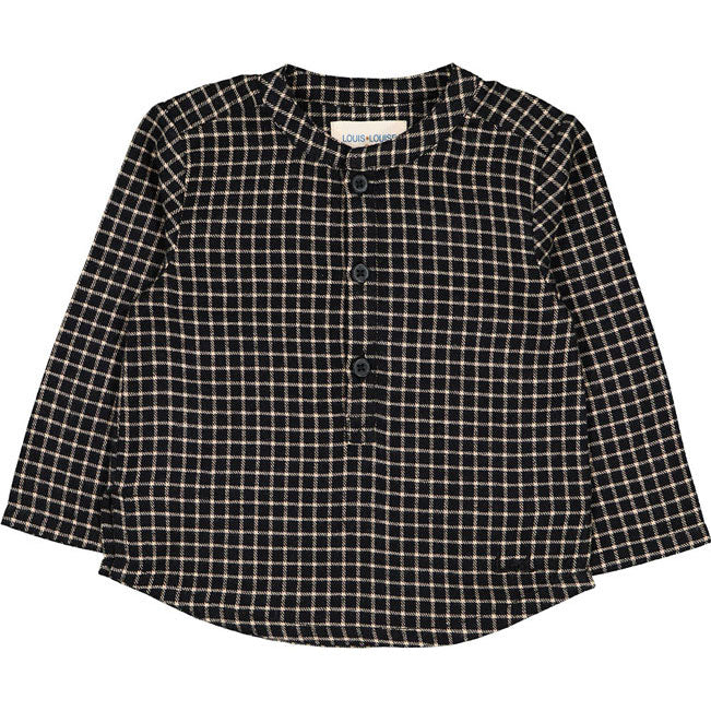 Louis Louise Black Check Twill Grand-Pere Baby Shirt