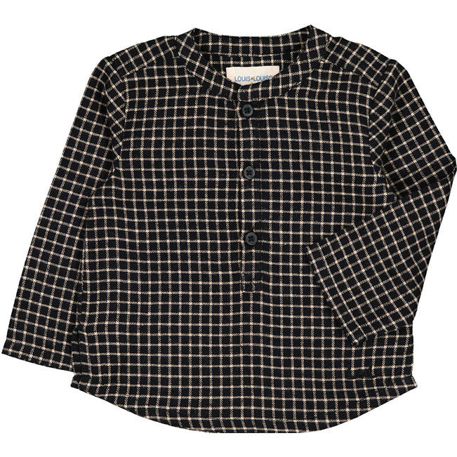 Louis Louise Black Check Twill Grand-Pere Baby Shirt