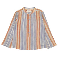 Louis Louise Multico Cotton Crepe Bayadere Grand-Pere Shirt
