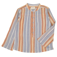 Louis Louise Multico Cotton Crepe Bayadere Grand-Pere Shirt