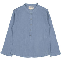 Louis Louise Blue Cotton Crepe Grand-Pere Shirt