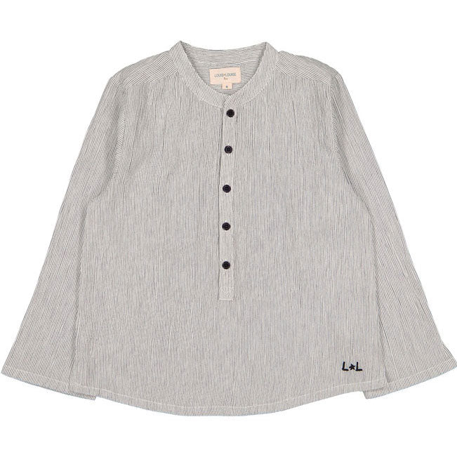 Louis Louise Black/White Cotton Stripe Grand-Pere Shirt