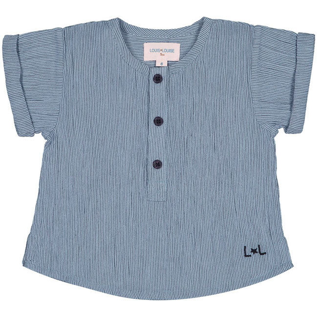 Louis Louise Black/Blue Cotton Stripe Solal Baby Shirt