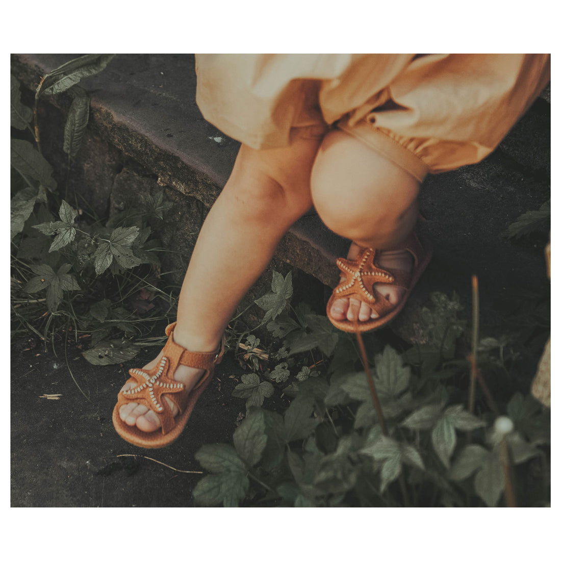 Donsje Toast Grain Leather Starfish Baby Sandals