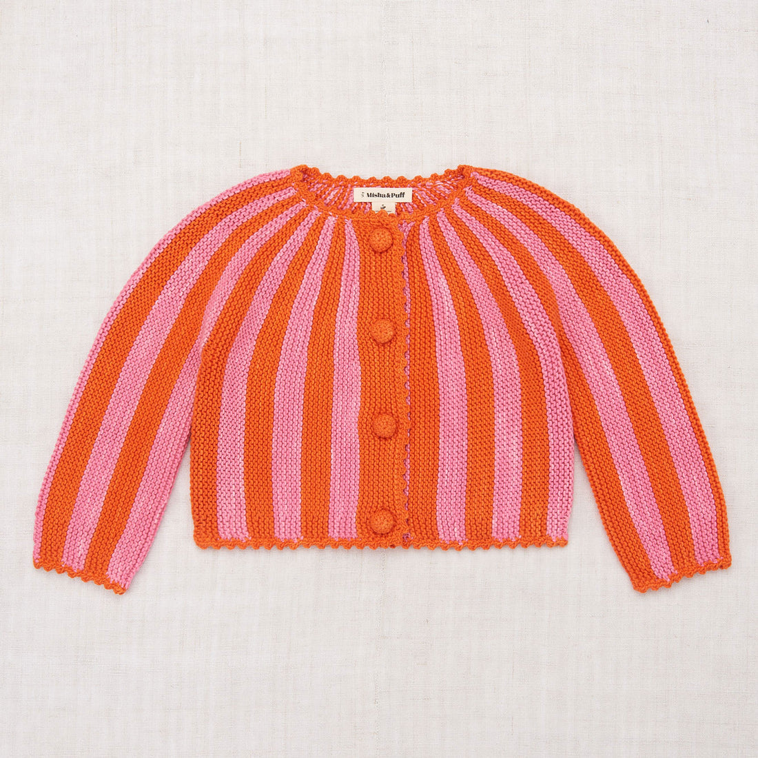 Misha and Puff Poppy Circus Stripe Short Cardigan