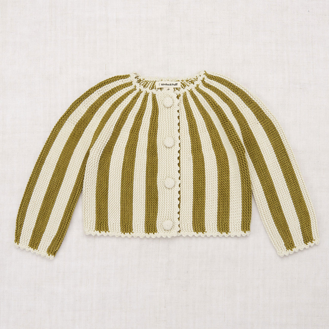 Misha and Puff Tarragon Circus Stripe Short Cardigan