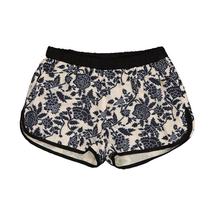 Louis Louise Black Indian Flower Georginette Shorts