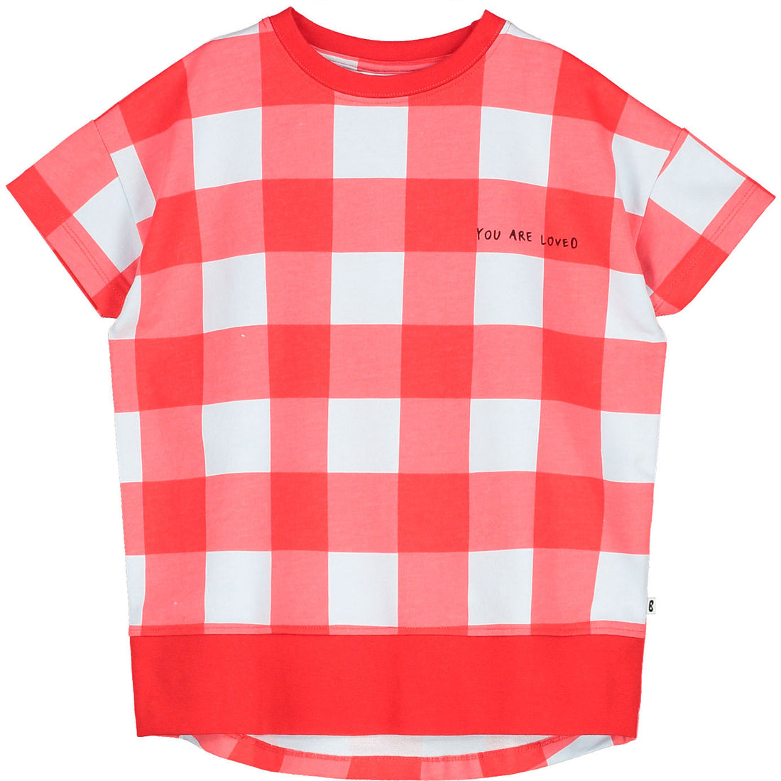 Beau Loves Red Gingham Short Sleeve Square Sweatshirt