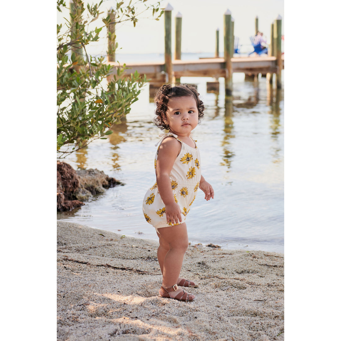 Pink Chicken Baby Organic Luna Romper - Floating Daisy