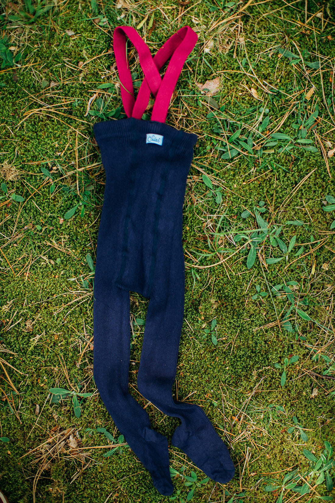 Silly Silas Dark Blue/Magenta  Footed Cotton Tights