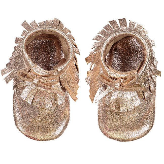 Louis Louise Gold Leather Skin Apache Slippers