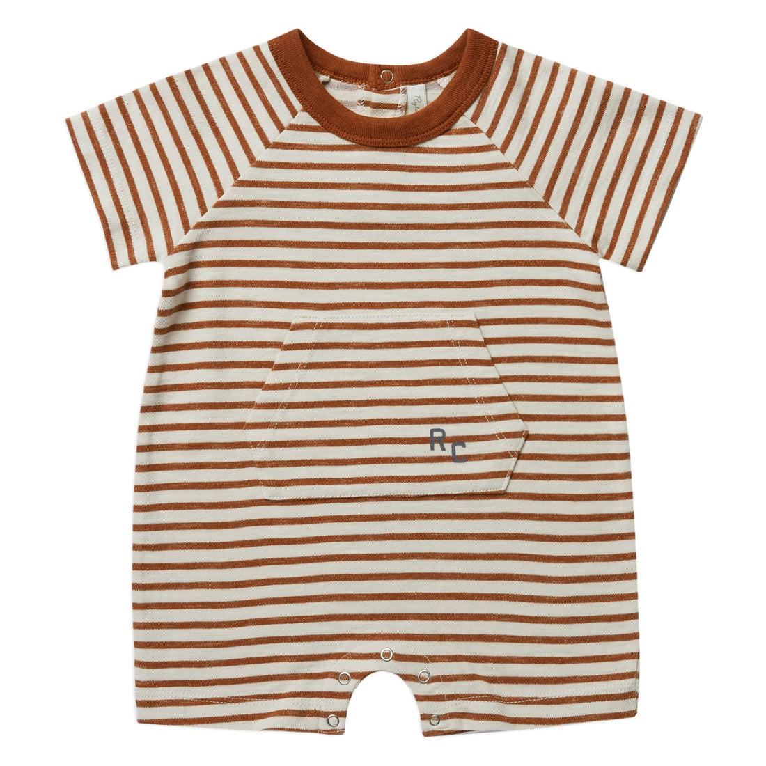 Rylee and Cru Slub Knit Romper | Rust Stripe