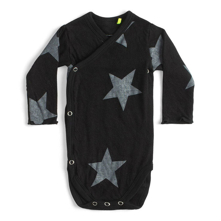 NUNUNU Black Soft Star Envelope Onesie
