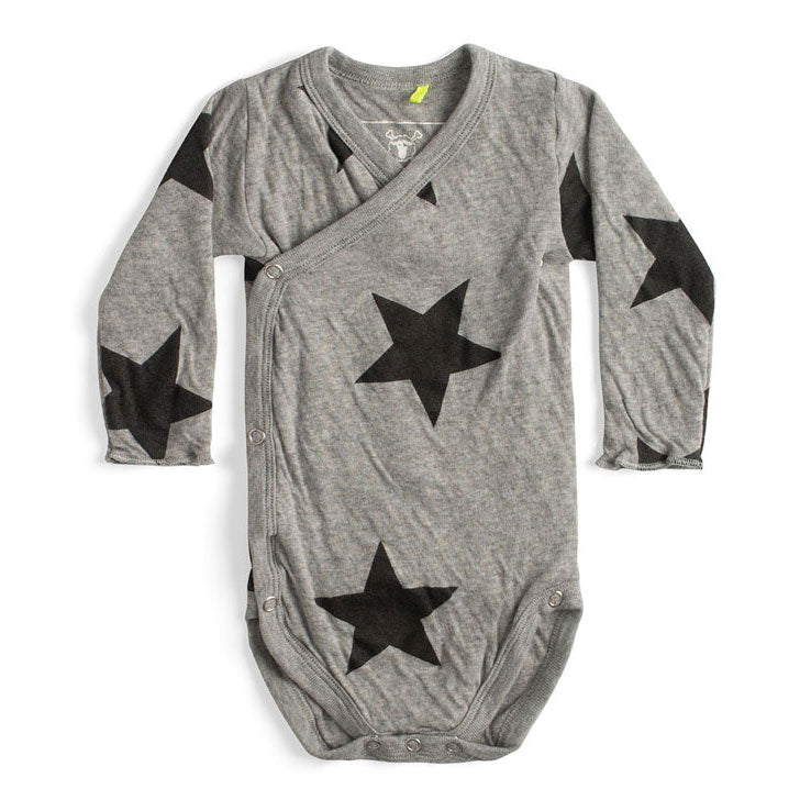 NUNUNU Heather Grey Soft Star Envelope Onesie