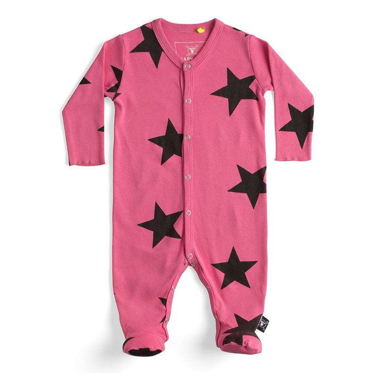 NUNUNU Hot Pink Star Footed Overall