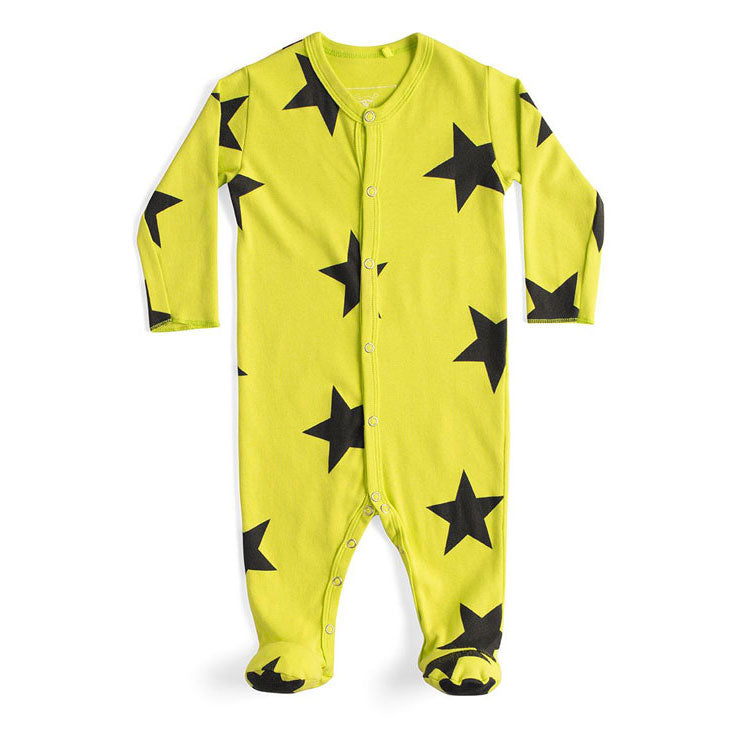 NUNUNU Hot Yellow Star Footed Overall