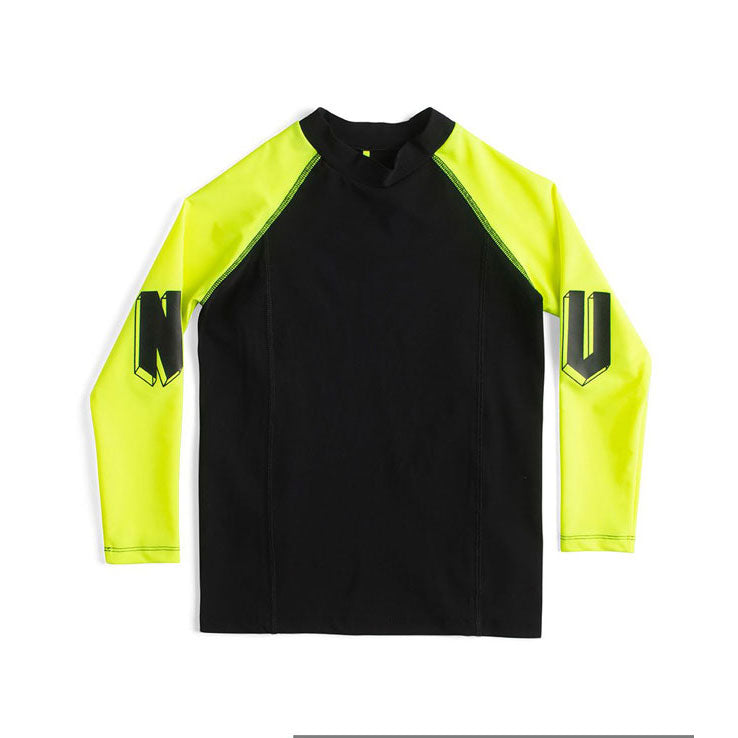 NUNUNU Black/Hot Yellow Surfs Up Rashguard