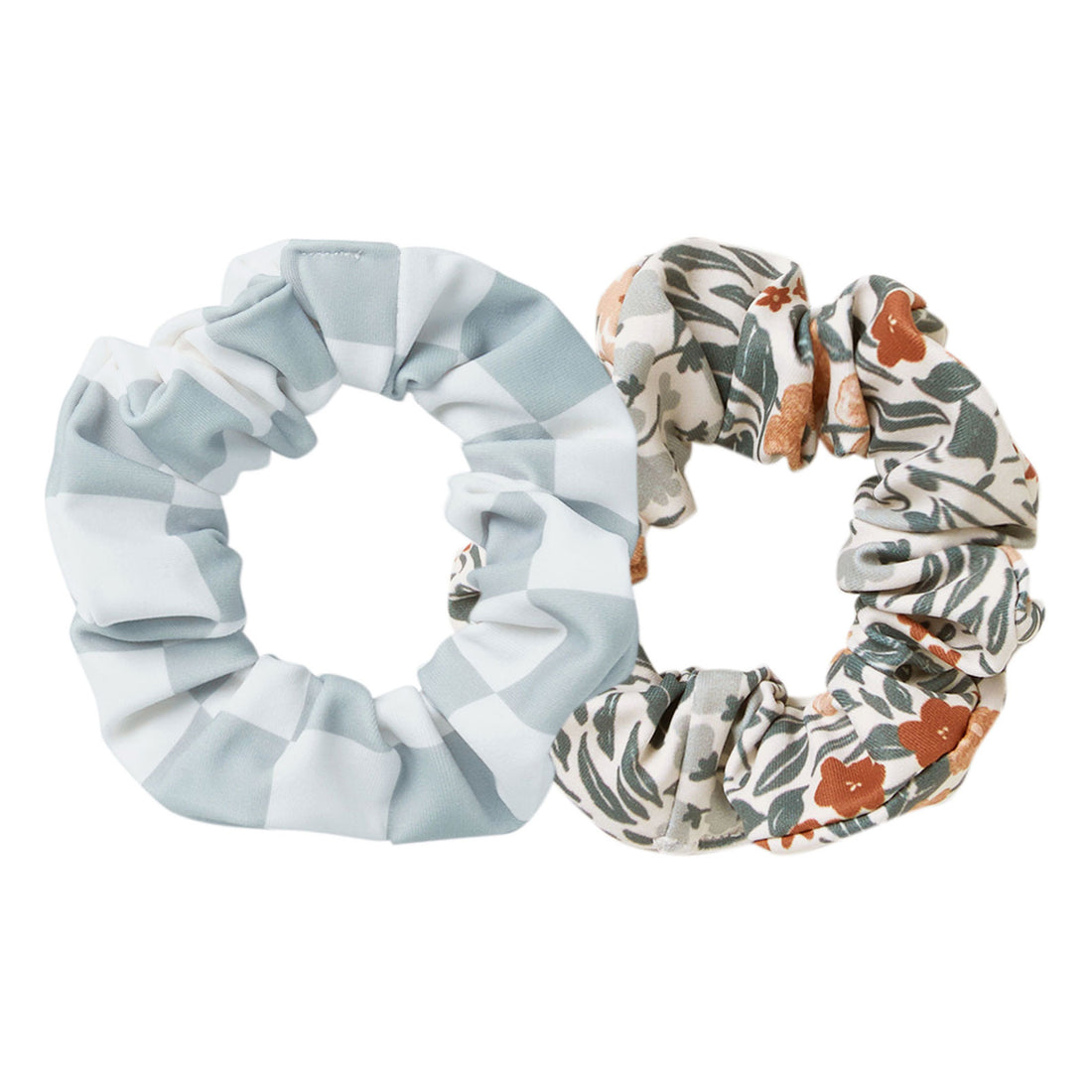 Rylee and Cru Swim Scrunchie | Blue Check, Flower Field
