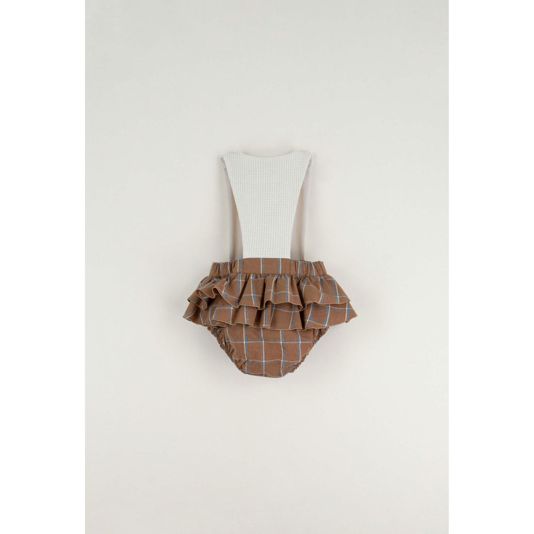 Popelin Terracotta Plaid Frilled Romper