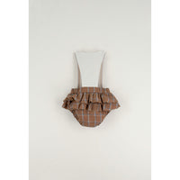 Popelin Terracotta Plaid Frilled Romper