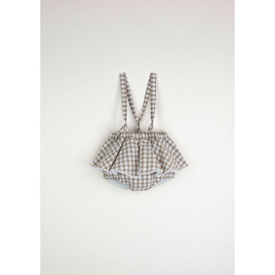 Popelin Gingham Romper With Removable Straps