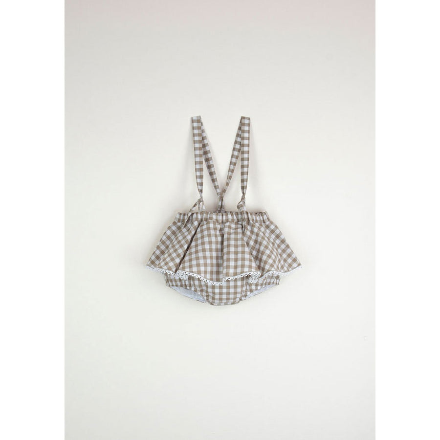 Popelin Gingham Romper With Removable Straps