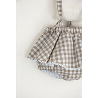 Popelin Gingham Romper With Removable Straps
