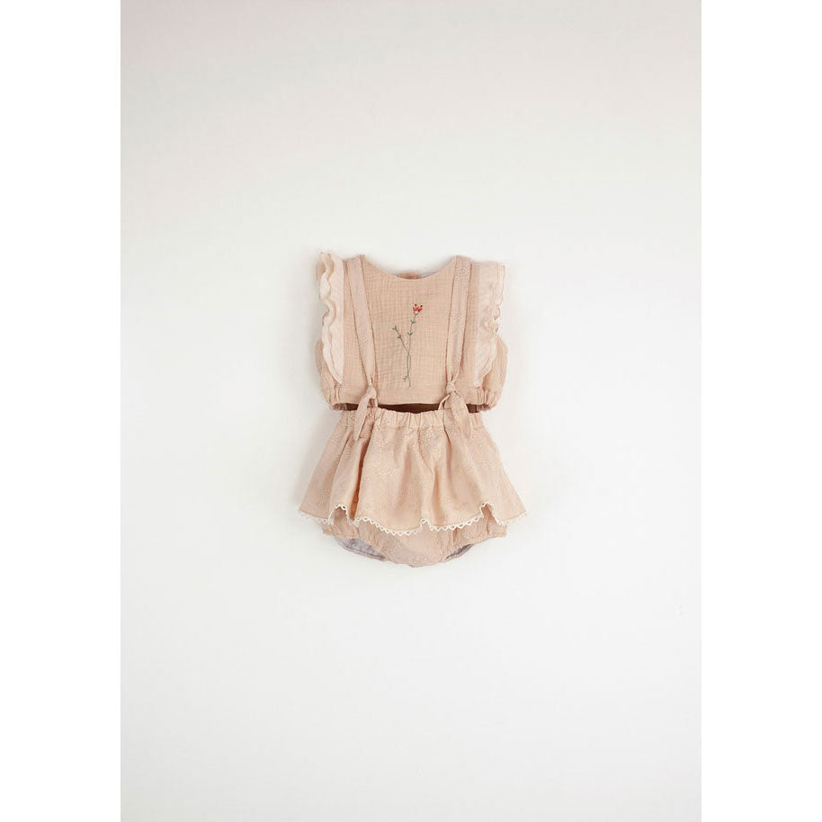 Popelin Pink Romper With Removable Straps
