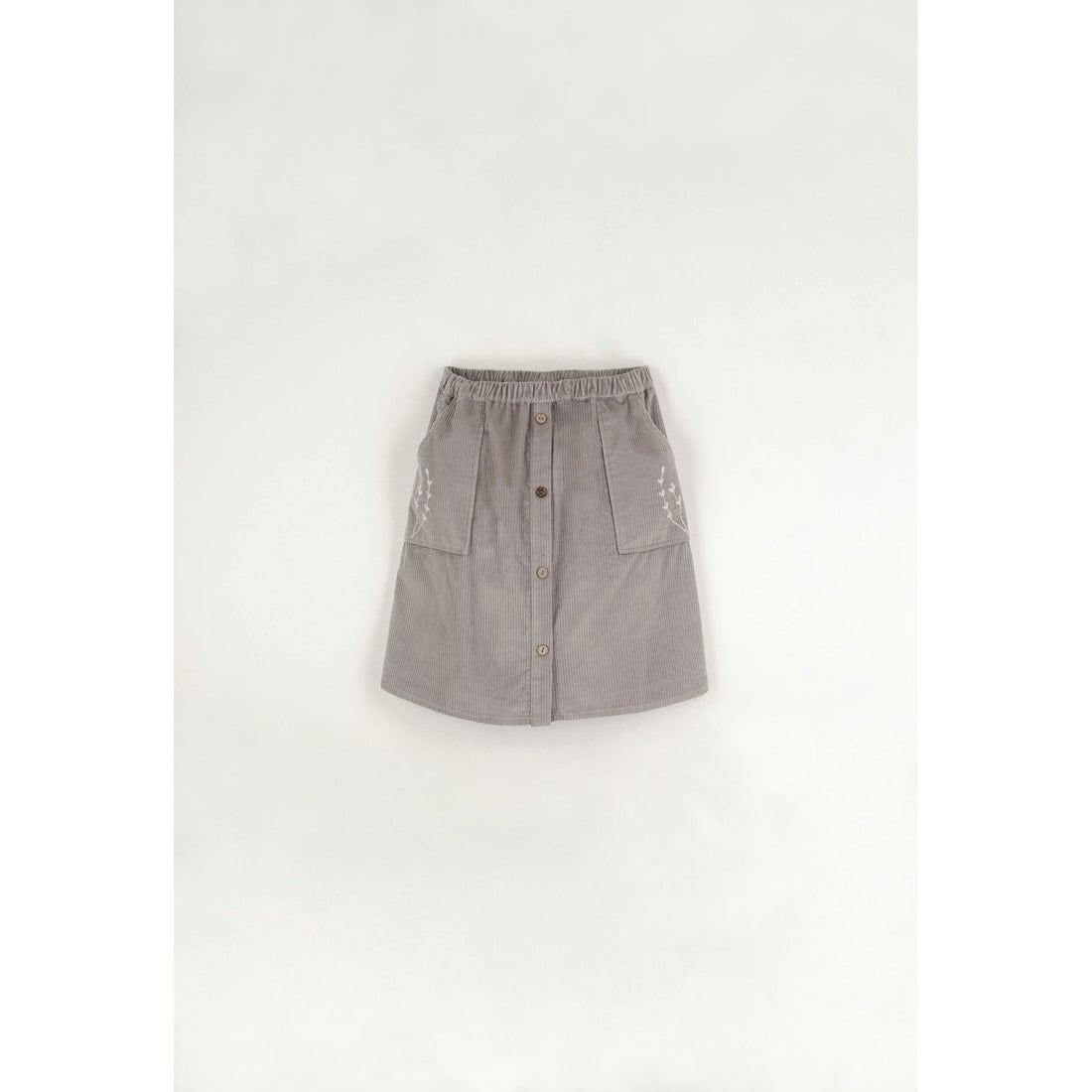 Popelin Taupe Embroidered Pocket Skirt
