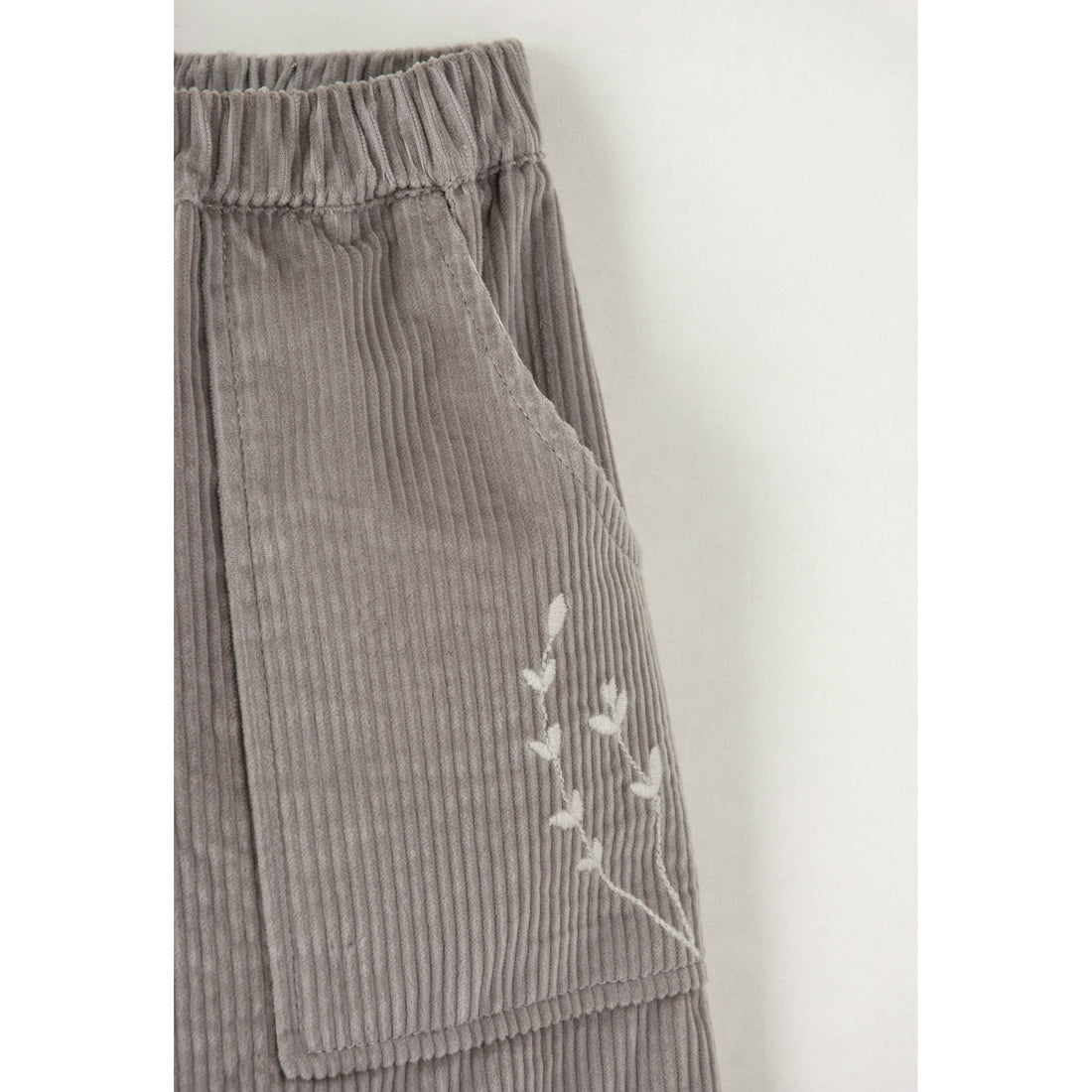 Popelin Taupe Embroidered Pocket Skirt