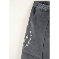 Popelin Grey Embroidered Pocket Skirt