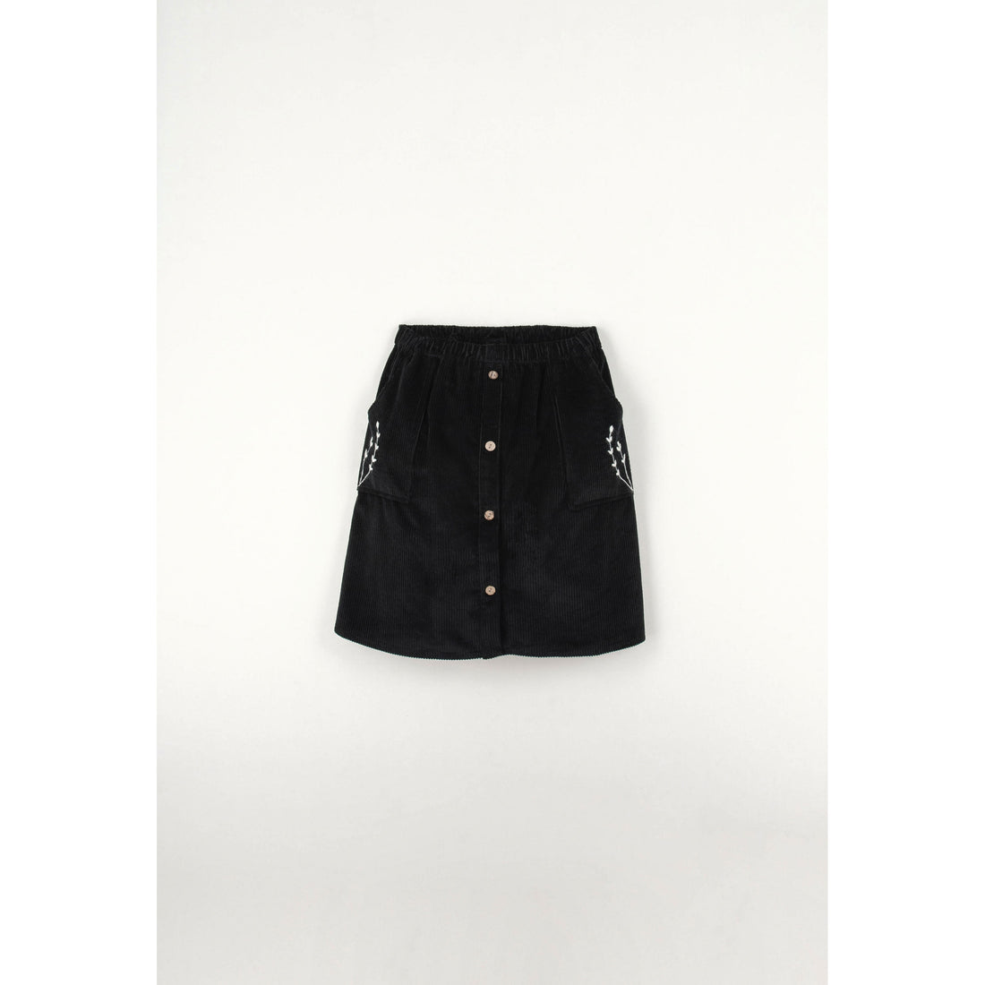 Popelin Black Embroidered Pocket Skirt