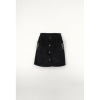 Popelin Black Embroidered Pocket Skirt