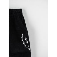 Popelin Black Embroidered Pocket Skirt