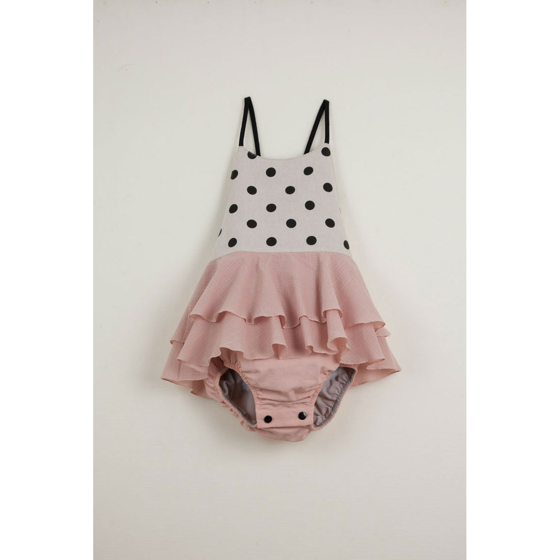 Popelin Black Polka Dot Frill Romper