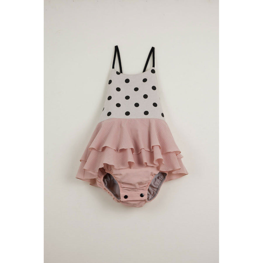 Popelin Black Polka Dot Frill Romper