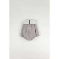 Popelin Taupe Embroidered Yoke Romper