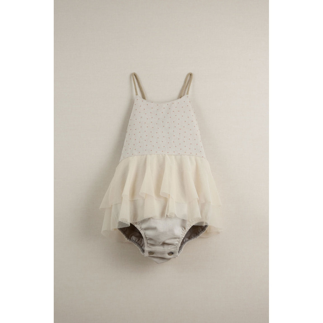 Popelin Pink Polka Dot Frill Romper