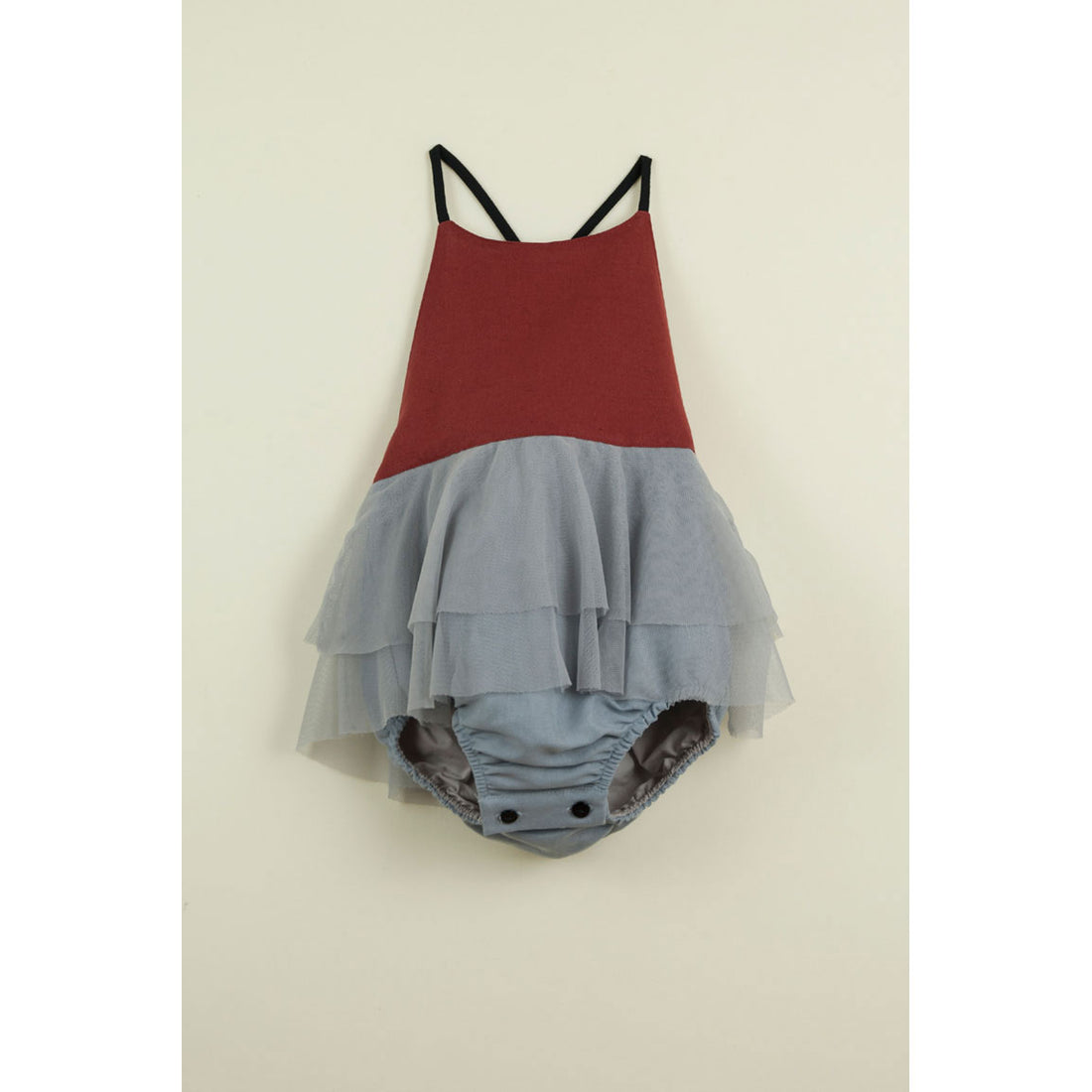 Popelin Earth Red Frill Romper