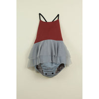 Popelin Earth Red Frill Romper