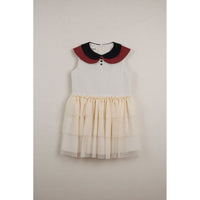Popelin Beige Double Frill Dress