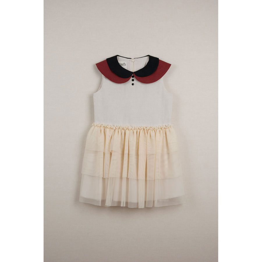 Popelin Beige Double Frill Dress