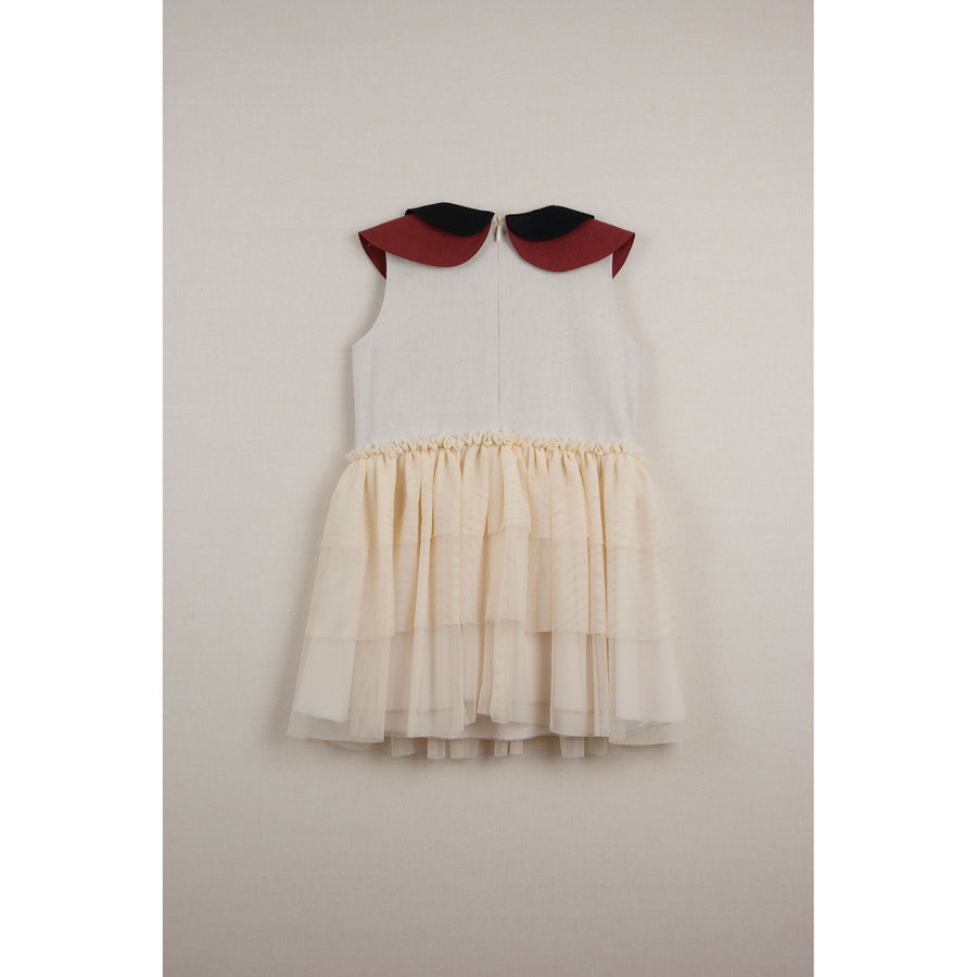 Popelin Beige Double Frill Dress