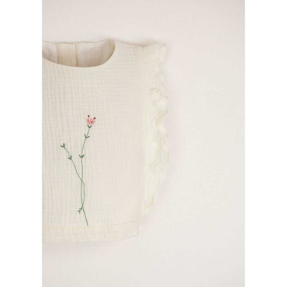 Popelin Off-White Embroidered Top