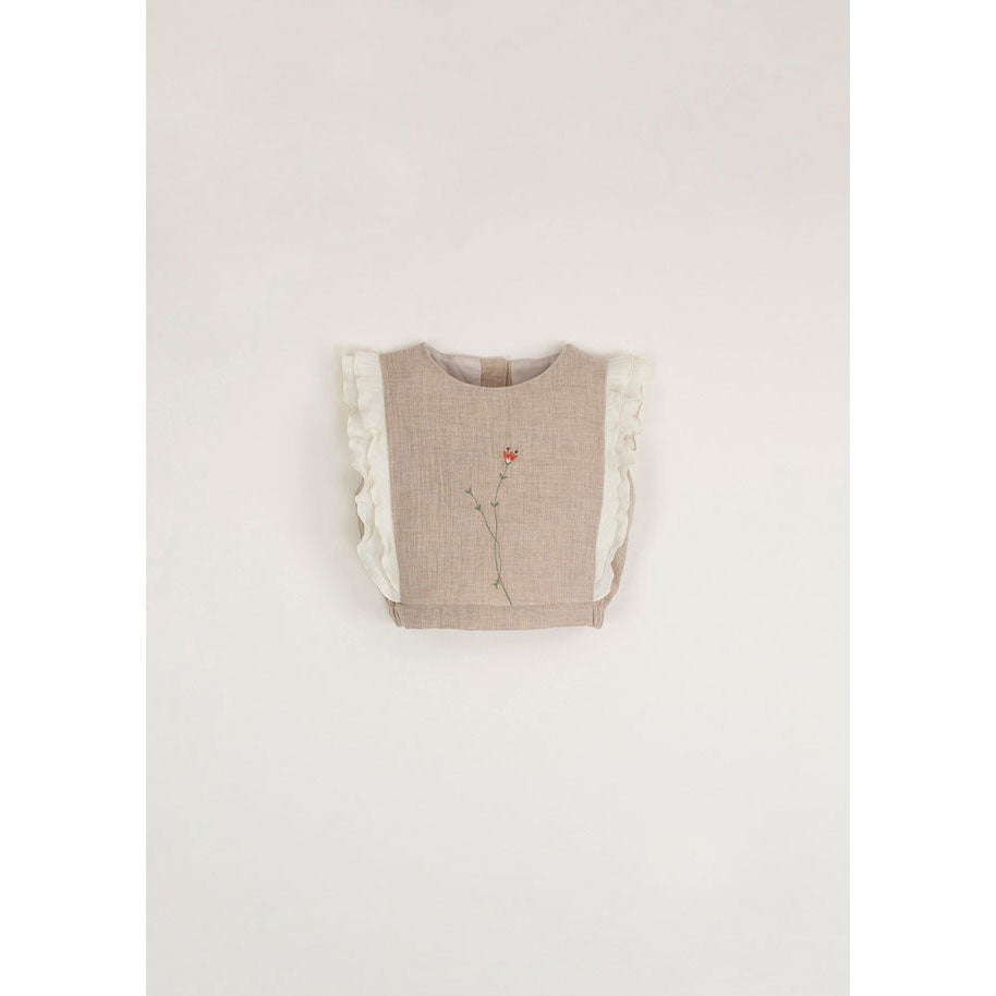 Popelin Sand Embroidered Top
