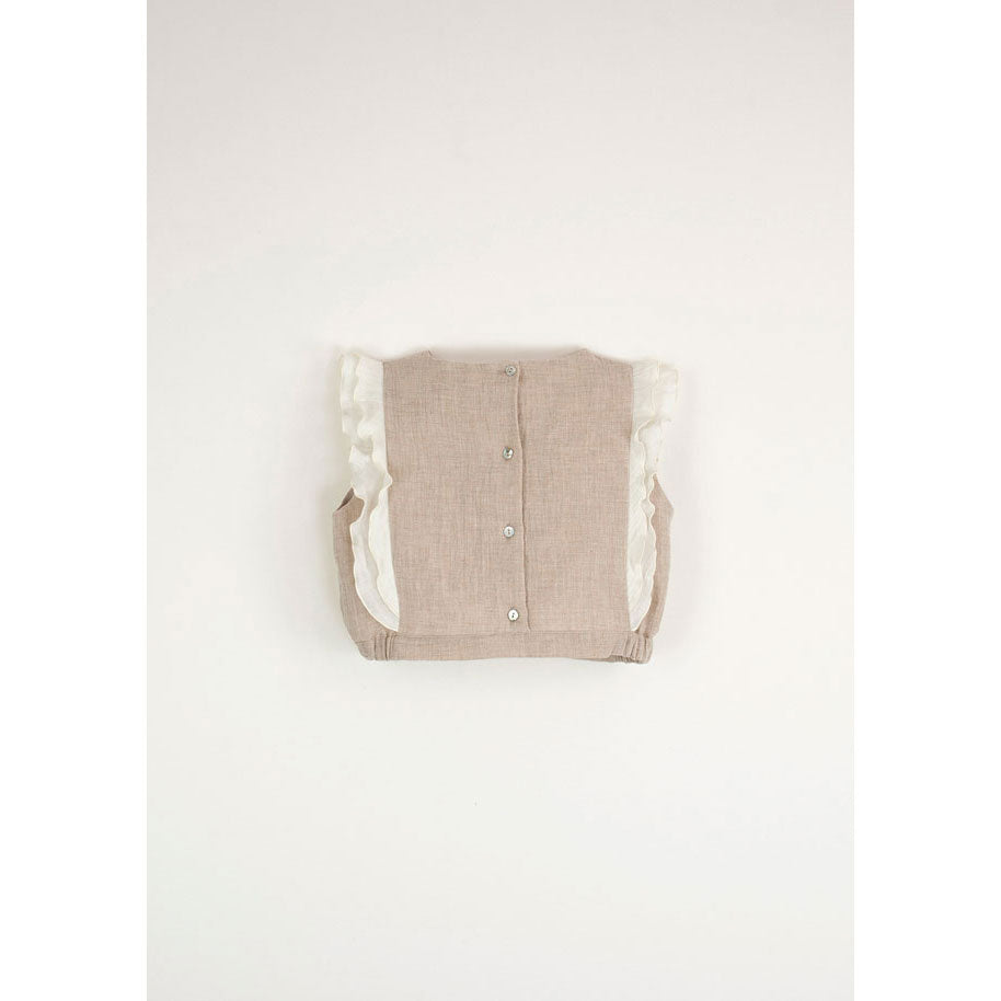 Popelin Sand Embroidered Top